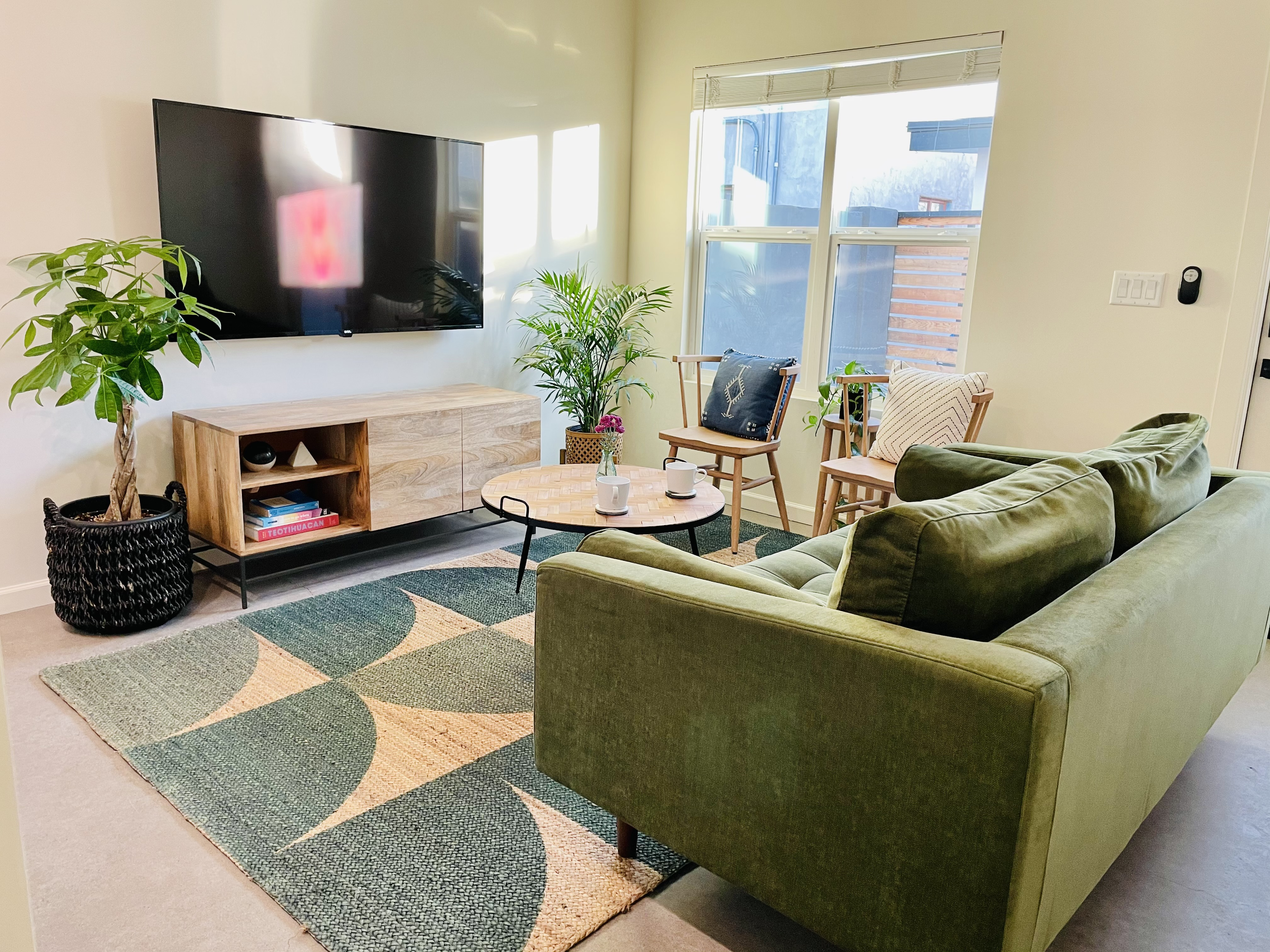 Completed guest house living room with open floor plan