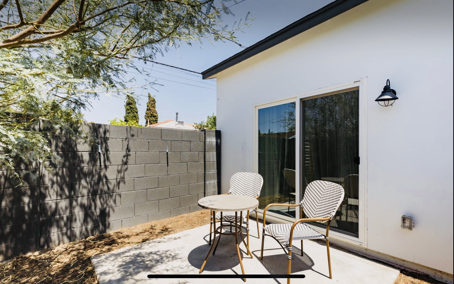 Rear patio of completed guest house